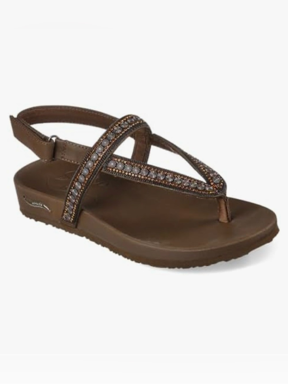 Skechers meditation Arch Support Chocolate Brown beaded Embellished Sandals 8